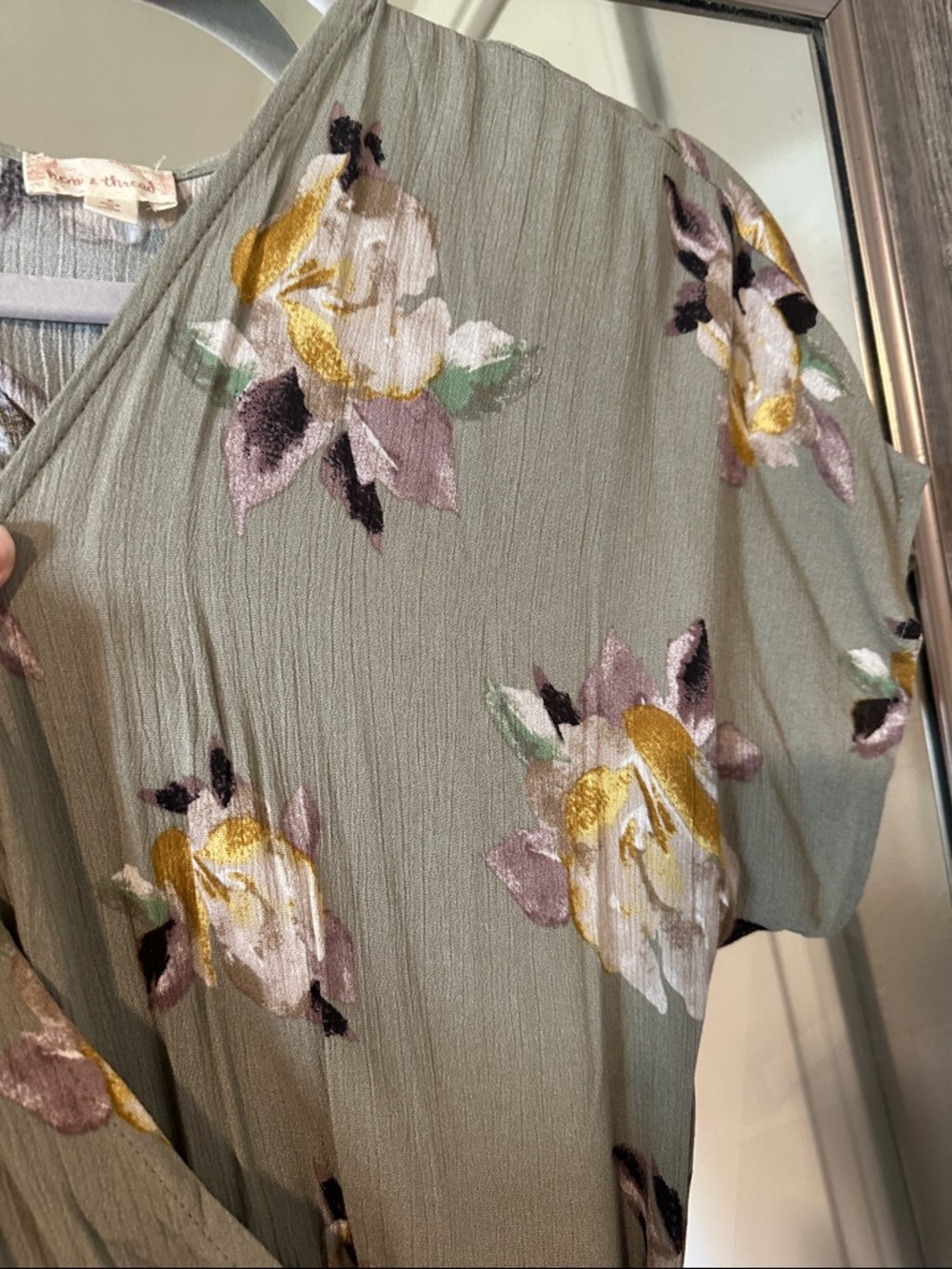 Hem & Thread Olive Green Floral Maxi Dress - Picture 4 of 6